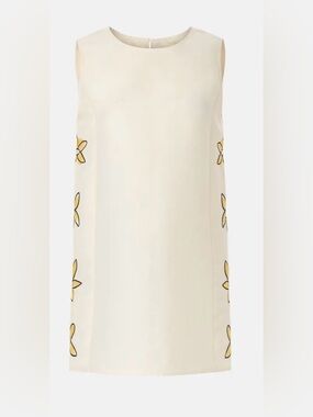 NWT Romy Size XS Cream Floral-Trim Midi Skirt